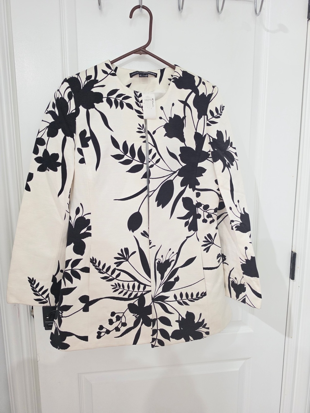 Women's Cream Button-Down Shirt with Black Floral Print